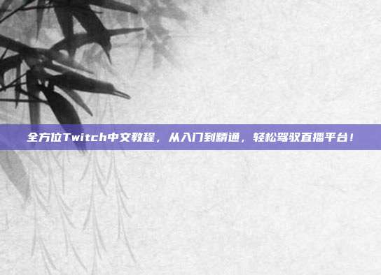 全方位Twitch中文教程，从入门到精通，轻松驾驭直播平台！