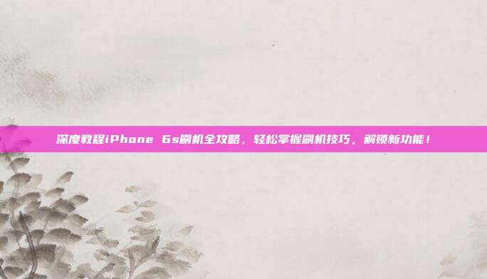 深度教程iPhone 6s刷机全攻略，轻松掌握刷机技巧，解锁新功能！